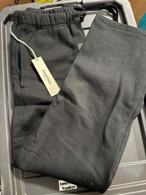 Essentials Men’s Black Fleece Joggers with Drawstring Waist